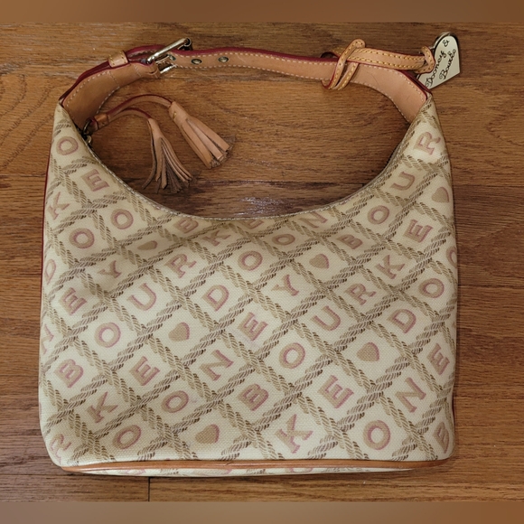 Dooney & Bourke Coated Canvas Signature Logo Charm Bucket Bag, Ivory - Picture 3 of 12